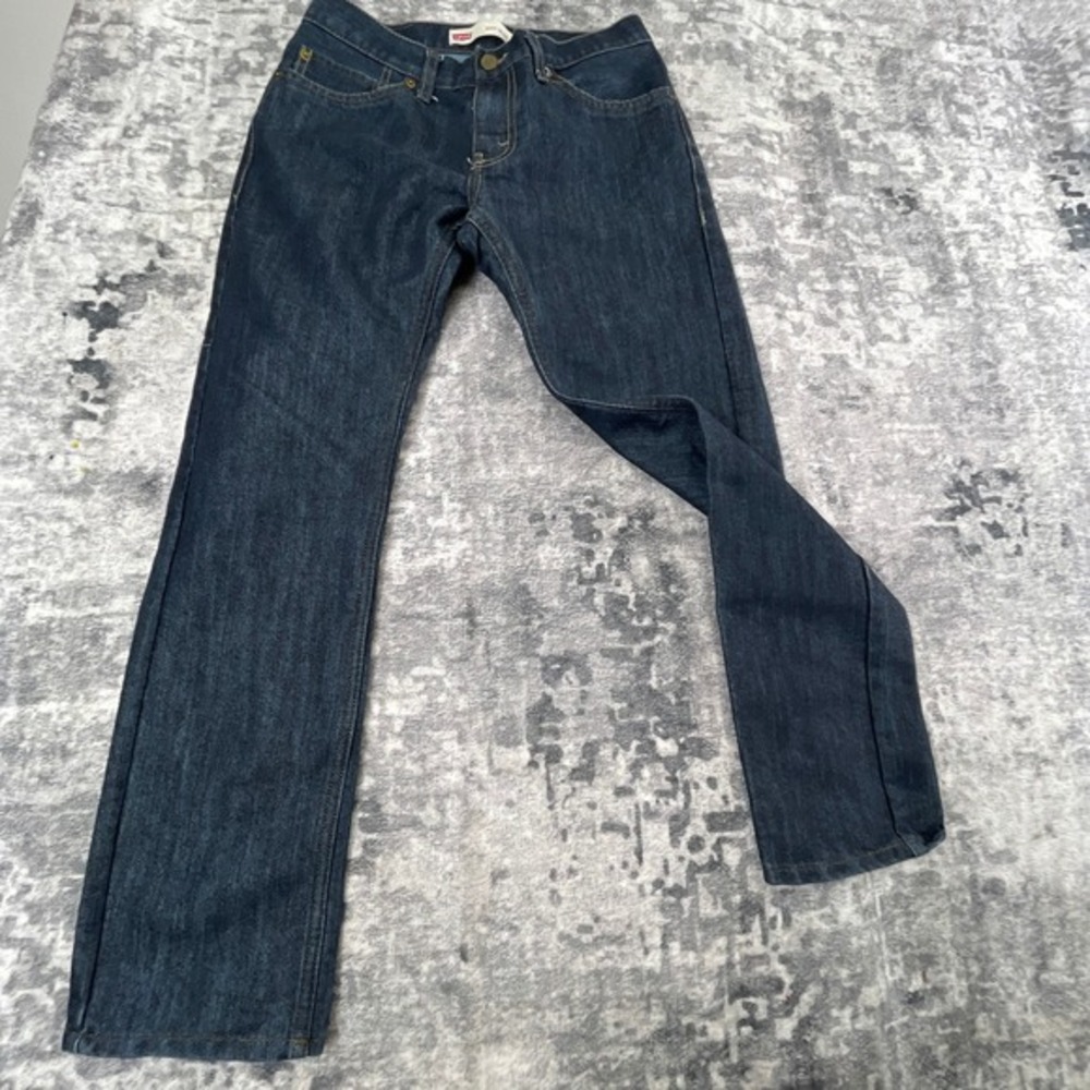 Levi Boys 16‎ Reg 511 Slim Jeans Dark Wash Blue Denim Adjustable Waist Cotton